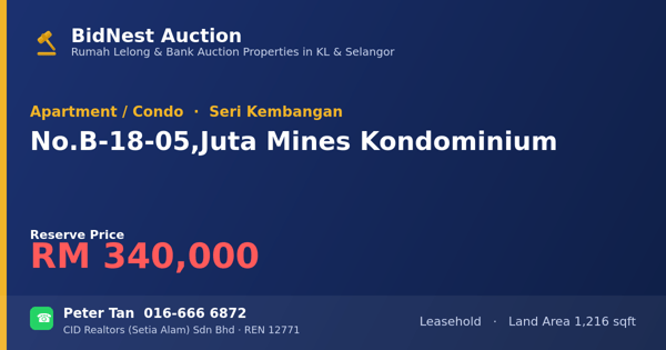 公寓 · No. B-18-05, Juta Mines Kondominium