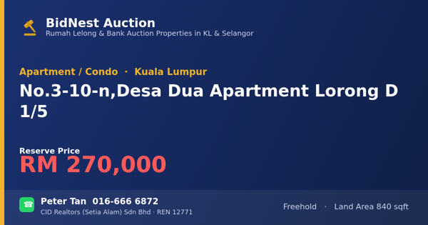 Apartment / Condo · No. 3-10-n, Desa Dua Apartment Lorong D 1/5
