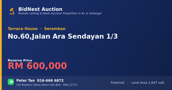 Terrace House · No. 60, Jalan Ara Sendayan 1/3
