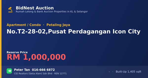 Apartment / Condo · No. T2-28-02, Pusat Perdagangan Icon City