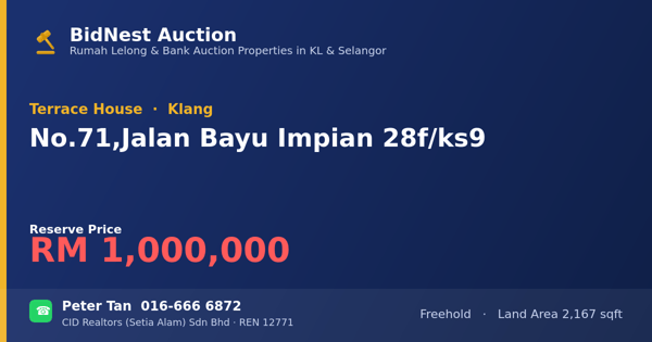 Terrace House · No. 71, Jalan Bayu Impian 28f/ks9