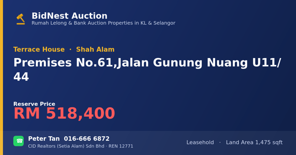 Terrace House · Premises No. 61, Jalan Gunung Nuang U11/44
