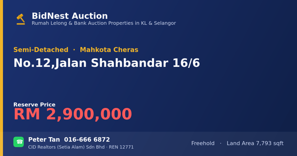 Semi-Detached · No. 12, Jalan Shahbandar 16/6