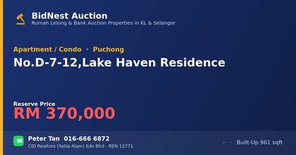 Apartment / Condo · No. D-7-12, Lake Haven Residence
