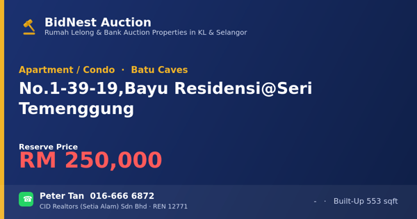 Apartmen / Kondo · No. 1-39-19, Bayu Residensi @ Seri Temenggung