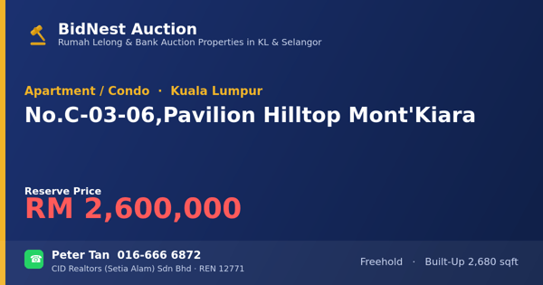 Apartment / Condo · No. C-03-06, Pavilion Hilltop Mont' Kiara