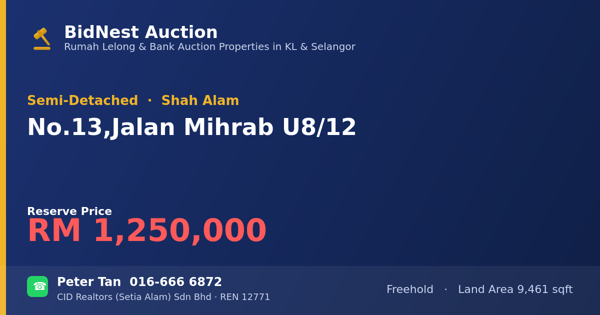 Semi-Detached · No. 13, Jalan Mihrab U8/12