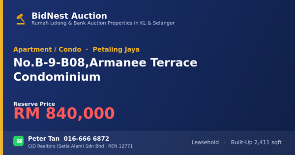 Apartment / Condo · No. B-9-B08, Armanee Terrace Condominium