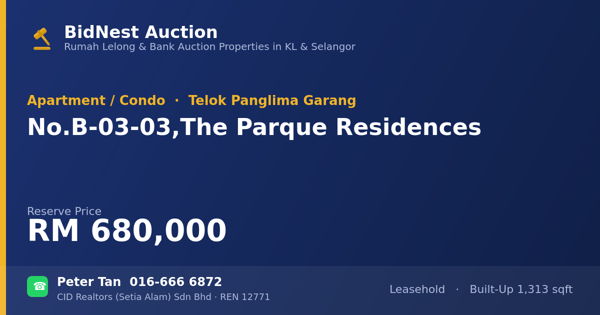 Apartmen / Kondo · No. B-03-03, The Parque Residences