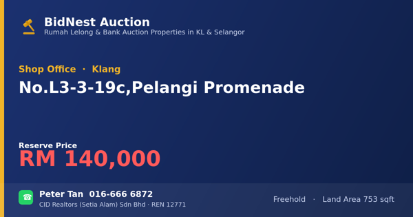 Shop Office · No. L3-3-19c, Pelangi Promenade