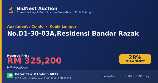 Apartmen / Kondo · No. D1-30-03A, Residensi Bandar Razak