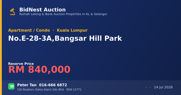 Apartment / Condo · No. E-28-3A, Bangsar Hill Park