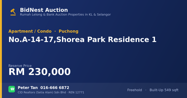 Apartmen / Kondo · No. A-14-17, Shorea Park Residence 1