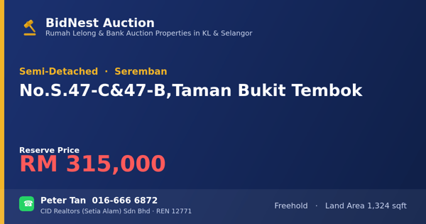 Semi-Detached · No. S. 47-C & 47-B, Taman Bukit Tembok