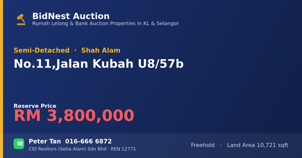 Semi-Detached · No. 11, Jalan Kubah U8/57b