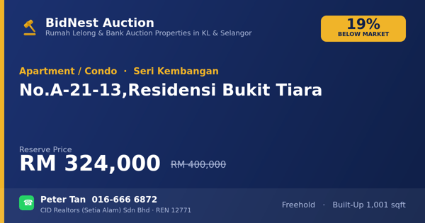 Apartmen / Kondo · No.A-21-13, Residensi Bukit Tiara