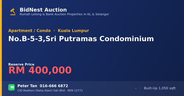 Apartment / Condo · No. B-5-3, Sri Putramas Condominium