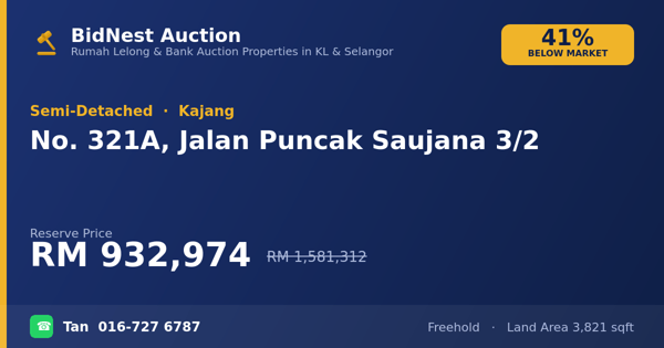 Semi-Detached · No. 321A, Jalan Puncak Saujana 3/2