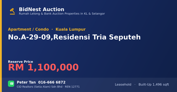 Apartment / Condo · No. A-29-09, Residensi Tria Seputeh
