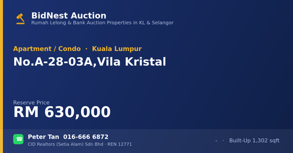 Apartmen / Kondo · No. A-28-03A, Vila Kristal