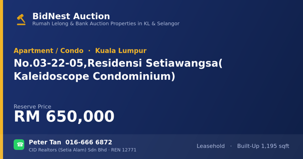Apartmen / Kondo · No. 03-22-05, Residensi Setiawangsa (Kaleidoscope Condominium)