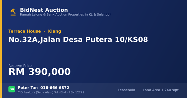 Terrace House · No. 32A, Jalan Desa Putera 10/KS08