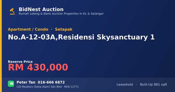 Apartmen / Kondo · No. A-12-03A, Residensi Skysanctuary 1