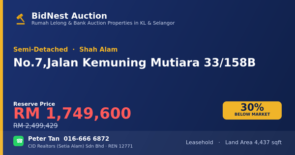Semi-Detached · No. 7, Jalan Kemuning Mutiara 33/158B