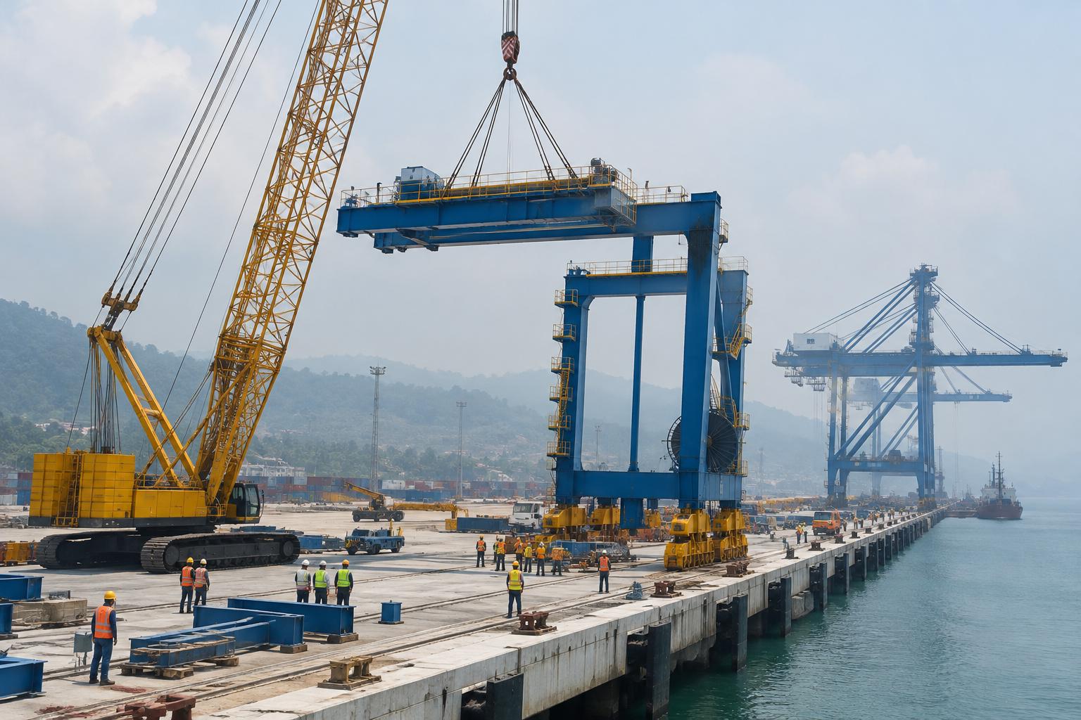 Kren dermaga baharu dipasang di sambungan terminal kontena