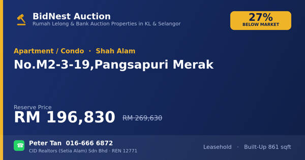 Apartmen / Kondo · No. M2-3-19, Pangsapuri Merak