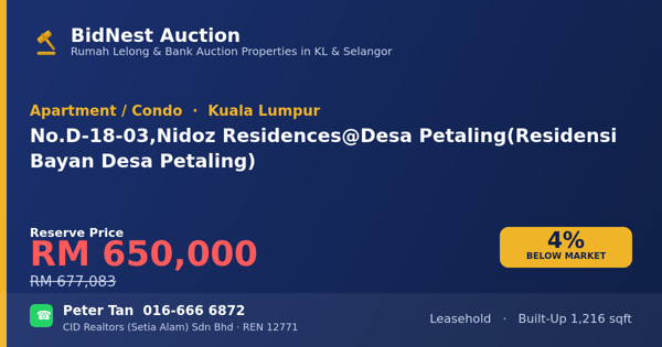 Apartmen / Kondo · No. D-18-03, Nidoz Residences @ Desa Petaling (Residensi Bayan Desa Petaling)