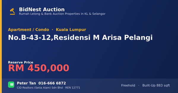 Apartmen / Kondo · No. B-43-12, Residensi M Arisa Pelangi