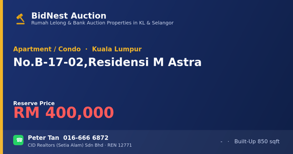 Apartment / Condo · No. B-17-02, Residensi M Astra