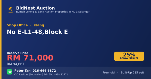 Shop Office · No E-L1-48, Block E