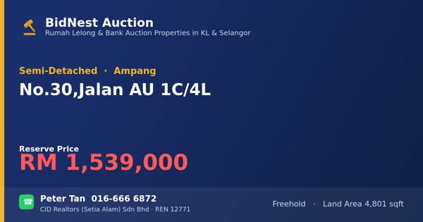 Semi-Detached · No. 30, Jalan AU 1C/4L