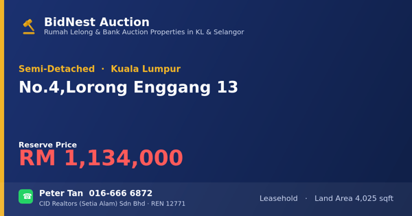 Semi-Detached · No. 4, Lorong Enggang 13
