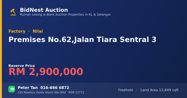 Factory · Premises No. 62, Jalan Tiara Sentral 3