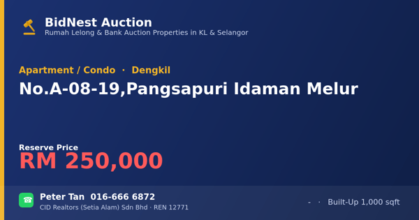 Apartmen / Kondo · No. A-08-19, Pangsapuri Idaman Melur