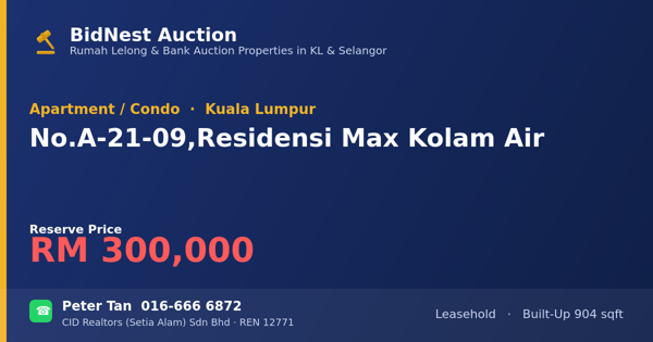 Apartmen / Kondo · No. A-21-09, Residensi Max Kolam Air