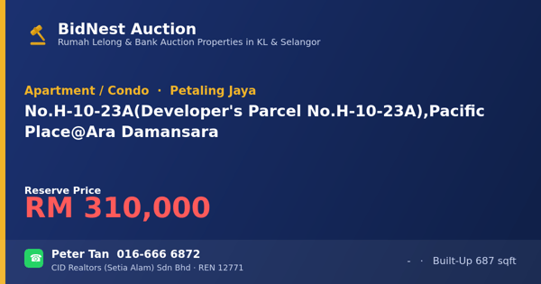 Apartment / Condo · No. H-10-23A (Developer's Parcel No. H-10-23A), Pacific Place @ Ara Damansara