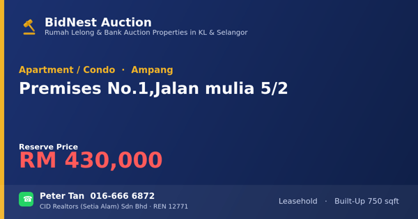 Apartmen / Kondo · Premises No. 1, Jalan mulia 5/2