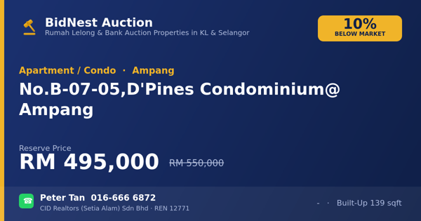 Apartmen / Kondo · No. B-07-05, D'Pines Condominium @ Ampang