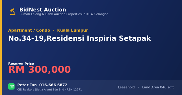 Apartment / Condo · No. 34-19, Residensi Inspiria Setapak