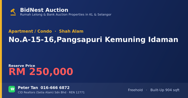 Apartmen / Kondo · No. A-15-16, Pangsapuri Kemuning Idaman