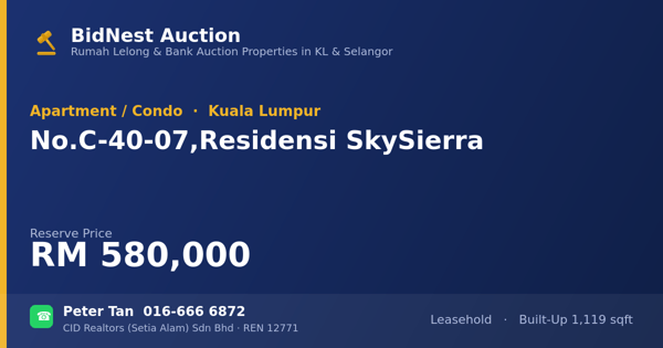 Apartmen / Kondo · No. C-40-07, Residensi SkySierra