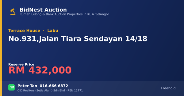 Terrace House · No. 931, Jalan Tiara Sendayan 14/18
