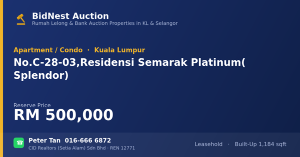 Apartmen / Kondo · No. C-28-03, Residensi Semarak Platinum (Splendor)