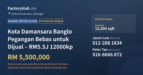 Kediaman Untuk Dijual - Kota Damansara Banglo Pegangan Bebas untuk Dijual – RM5.5J 12000kp - Kota Damansara, Selangor