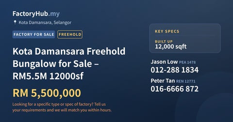 Residential For Sale - Kota Damansara Freehold Bungalow for Sale – RM5.5M 12000sf - Kota Damansara, Selangor