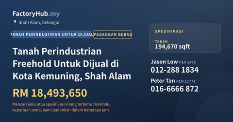 Tanah Untuk Dijual - Tanah Perindustrian Freehold Untuk Dijual di Kota Kemuning, Shah Alam - Shah Alam, Selangor